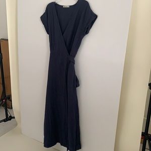 Marine Layer Navy Cotton Gauze Wrap Dress!